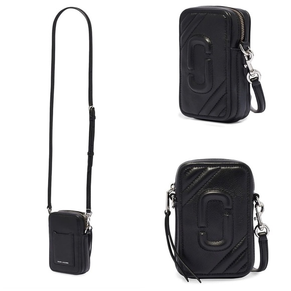 Marc Jacobs Logo Leather Phone Crossbody Bag Black - Picture 13 of 13